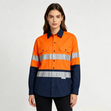 Breathable Reflective Workwear Shirt, Two-Tone Safety Work Shirt