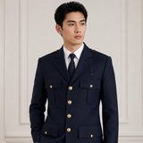 Navy Blue Firefighter Formal Dress Uniform Coat with Gold Buttons