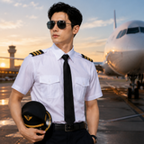 Short Sleeve White Pilot Shirt – Sleek Flight Uniform Tee for Modern Pilots