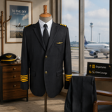 Pilot Uniform Private Jet Captain Outfit, Men's Captain Uniform, Pilot & Flight Attendant Full Suit, Airline Uniform, Aviation Casual Uniform