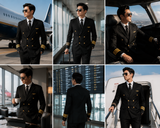 Pilot Uniform Men’s Private Jet Captain Full Uniform Suit Pilot & Male Cabin Crew Airline Aviation Casual Outfit