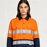 Breathable Reflective Workwear Shirt, Two-Tone Safety Work Shirt