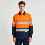 Breathable Reflective Workwear Shirt, Two-Tone Safety Work Shirt