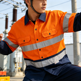 Breathable Reflective Workwear Shirt, Two-Tone Safety Work Shirt