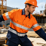 Breathable Reflective Workwear Shirt, Two-Tone Safety Work Shirt