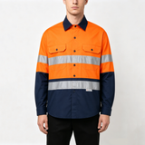 Breathable Reflective Workwear Shirt, Two-Tone Safety Work Shirt