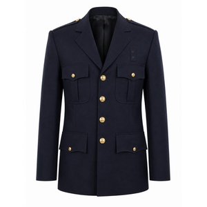 Navy Blue Firefighter Formal Dress Uniform Coat with Gold Buttons
