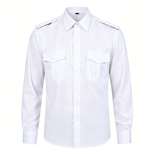 Long-Sleeve White Pilot Shirt – Professional Flight Uniform for Modern Pilots